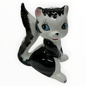 Bone China Skunk Anthropomorphic Figurine Eyelash Japan Kitsch MCM Hand Painted
